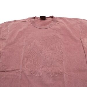 VINTAGE Harley-Davidson Shirt Mens L Pink Embossed Live to Ride Made USA Sturgis